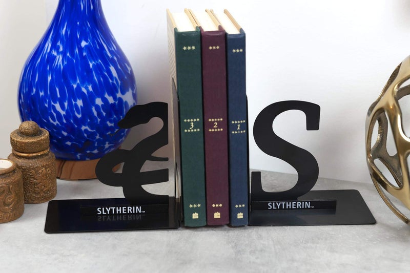 Underground Toys Harry Potter Metal Bookends - Black Hogwarts House Slytherin Diecast Design - Decorative Book Holder - Home, Office, Kitchen, Room Decor - Books Collection Display For Shelves - Desk Accessories Set - Image 5